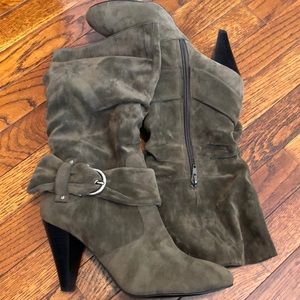 Faux suede chocolate bootS with buckle